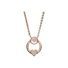 Armani EG3429221 Collar con Corazón Oro Rosa Nácar Circonita Joyería de Lujo de Diseñador - Oro rosa - Ver 5