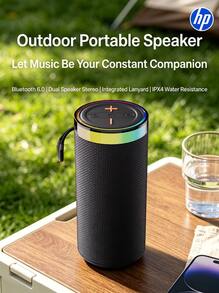 HP 無線喇叭，Speaker OS 灰色，RGB 燈光，藍牙 V6.0，TWS 高音質小喇叭，戶外防水便攜超低音重低音喇叭，適合露營、健行、騎單車使用 - 查看 2
