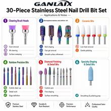 GANLAIX Professional Nail Care & Polishing Tool Kit, Includes 30pcs Nail Drill Bits + 3 Sets Sanding Bands, Complete Manicure & Pedicure Accessory Set With Zipper Storage Bag - Black - View 4
