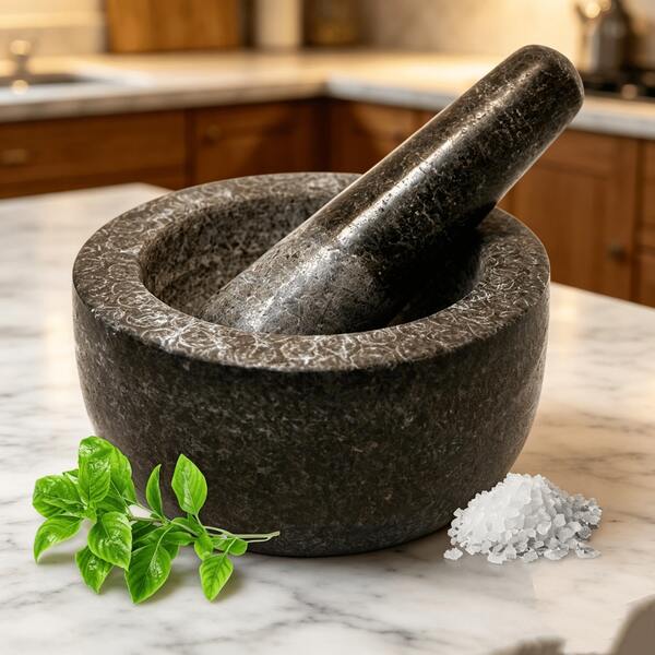 Granite Mortar and Pestle Set, Natural Stone Spice Grinder for Kitchen