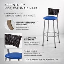 reed space Kit 3 Banquetas em Junco Tabaco com Design Sofisticado para Decoração Moderna - Azul - Visão 2