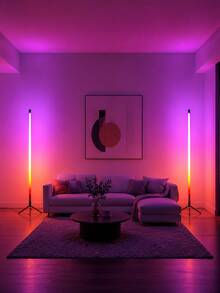 1pc 103cm Tall RGB Tripod Floor Lamp, 16 Million Color Gradient Dynamic Ambient Light, Scratch-Resistant PC Lampshade + Sturdy Metal Tripod, Includes USB Cable + Remote Control, Suitable For Bars, Pubs, Parties, Birthdays - MultiWarna - View 3