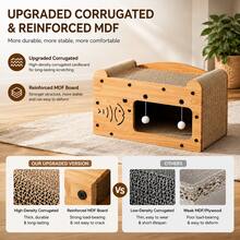 Bubble Fish & Star Moon & Double Cat Head Cat Scratcher, Paper Material Cat Scratching Lounge Designed With Double Layers, The Upper Layer Is Detachable And Unfixed, Double-Level 2-In-1 Cat Bed & Scratcher For Multi-Cat Households Comes With 2 Balls - 均碼 - 查看 4