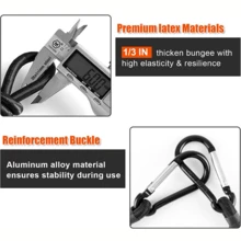 Elastic Bungee Cord With Carabiner, High-Quality Black Rubber Bungee Cord With Carabiner Clip Hook, For Outdoor Tent, Luggage Rack, Camping, Cargo, Bicycle, Transportation, Storage - Multicolor - View 7