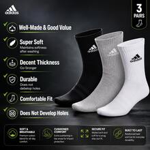 Adidas Crew Socks White 3 Pairs - Black - View 2