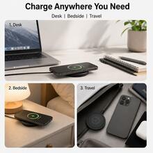 RAYDONIXLIPPOR 15W Magnetic Wireless Charger, Compatible With Phone 17/16/15/14/13/12 Series And Earbuds 4/3/2/Pro, Ultra-Thin USB-C Fast Charging Pad, Compact Portable Wireless Charging Disc, Lightweight ABS Magnetic Charger, Suitable For Desk, Bedside, Travel, White And Black Available (Includes Charging Cable) - Multicolor - View 5