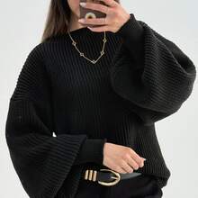 Women's Modal Knit, Modal Knit Blouse, Modal Knit Sweater, Summer Modal Knit, Autumn/Winter Modal Knit, Long-Sleeved Modal Knit, Lightweight Modal Knit, Comfy Modal Knit - 黑色 - 查看 1