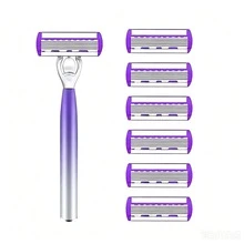 Ensemble de rasoir en acier inoxydable de haute qualité pour femmes, épilation lisse, proche et confortable, avec des lames de rasoir tranchantes et durables et des têtes de rasoir remplaçables pratiques. Options rechargeables : 3/6/9/12/18 - Multicolore - Voir 15
