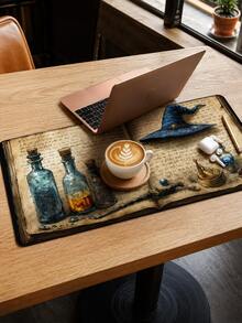 XXL Vintage Magic Book Desk Mat, Wizard Hat & Potion Bottle Fantasy Mouse Pad, Fine Cloth Surface Smooth Movement, Non-Slip Rubber Base Sturdy And Durable, Water-Resistant Easy To Clean, Birthday Gift Suitable For Study, Office, Gaming Computer Desk, Extended Keyboard Mat - View 9