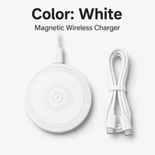 RAYDONIXLIPPOR 15W Magnetic Wireless Charger, Compatible With Phone 17/16/15/14/13/12 Series And Earbuds 4/3/2/Pro, Ultra-Thin USB-C Fast Charging Pad, Compact Portable Wireless Charging Disc, Lightweight ABS Magnetic Charger, Suitable For Desk, Bedside, Travel, White And Black Available (Includes Charging Cable) - Multicolor - View 7
