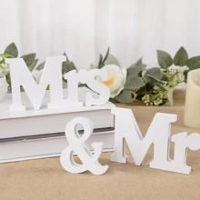 1 Set Elegante Decoración Romántica de Amor Sr. y Sra., Adecuado para Fiesta, Boda, Decoración de Mesa de Registro y Letrero de Decoración Romántica - A - Ver 4
