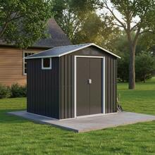 7x4.3ft Metal Garden Sheds Outdoor Storage Sheds Coal Grey With Window - Grey1 - View 1