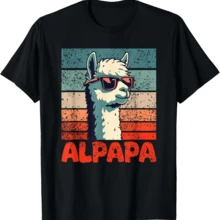 Alpapa Father's Day Best Dad Alpaca T-Shirt - Black - View 1