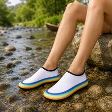 1 Pair Unisex Rainbow Color Design Water Shoes, Breathable Comfortable Lightweight, Multiple Colors Available - White - View 6