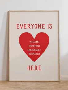 1 pièce Bienvenue à tous ! Matériau imprimé, affiche de diversité et d'inclusion, cœur rouge vif sur fond beige, transmettant le message "Tout le monde est le bienvenu". Décoration pour conseiller scolaire, art mural pour salle de thérapie, encadré ou non encadré - Affiche de citation - Voir 5
