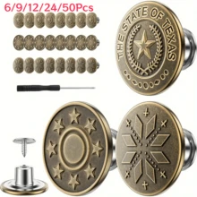 6/9/12/24/50Pcs Jeans Buttons Seamless Detachable Rivets, With Screwdriver, Easy Installation Repair Kit, Suitable For Jeans Clothing And DIY Projects Mixed Style Combination - Multicolor - View 2
