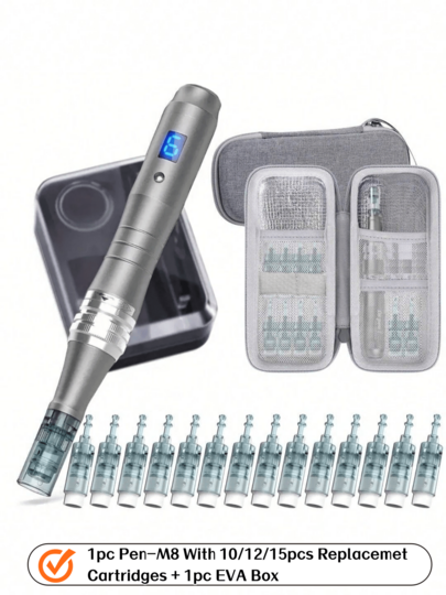 Set Alat Perawatan Kulit Dr.Pen M8 Professional Beauty Pen, Dilengkapi Kartrid Pengganti, Cocok untuk Perawatan Wajah, Hadiah Liburan untuk Pria dan Wanita, Termasuk 10/12/15 Kartrid Pengganti