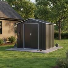 7x4.3ft Metal Garden Sheds Outdoor Storage Sheds Coal Grey With Window - Grey1 - View 7