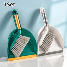1Set Desktop Broom Dustpan Set, Household Small Dustpan, Plastic Soft Bristle Mini Broom And Brush - Multicolor - View 2