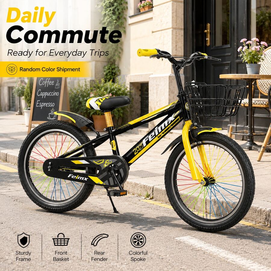 16-Inch Bicycle / Bike / Commuter Bike With Front Basket, Rear Backrest, Training Wheels, Random Color - Multicolor - View 1