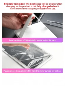 Reletech Fccemc 超薄 LED 車用梳妝鏡，高畫質遮陽板掛鏡，USB 充電式，可調光觸控螢幕，女性車內化妝鏡 - 彩色 - 查看 6