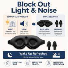 3D Blackout Sleep Mask With Earplugs, Thick Soft Sleep Eye Mask For Men Women, Memory Foam Light Blocking Eye Cover With Adjustable Strap For Deep Sleep, Travel Airplane Nap Night Shift Home Use, Comfortable Sleep Aid Eye Shade - Multicolor - View 2