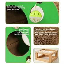 Flower-Shaped Cat Scratching Board With Interactive Bell Ball, Durable Cardboard Cat Scratching Pad, Indoor Cat Toy For Claw Care And Entertainment, Furniture Protection Pad For Kittens And Cats - one-size - View 5