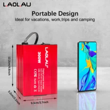 L.A.OL.A.U LAOLAU 300W 車用電源轉換器 DC12V 轉 AC220V，便攜式插頭適配器附 AC 插座、USB 與 Type-C 快充，多重保護合金車用逆變器，適用於旅行露營、筆電、手機、相機及日常電子設備充電 - 查看 5