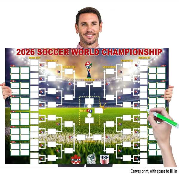 Póster de Lienzo del Calendario de la Copa del Mundo 2026, Póster del Torneo de Fútbol Arte de Pared, Decoraciones de Fiesta Calendario de Partidos