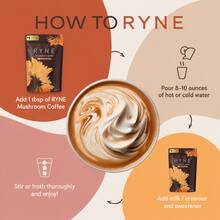 RYNE Organic Mushroom Coffee | USDA Organic | #1 Mushroom Coffee In The USA | 30 Servings (6.35oz / 180g) | Dietary Supplement Drink Mix - 1包 - 查看 2