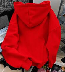 Sweatshirt With A Modern Hood, Adaptable To Any Season. - Red - View 2