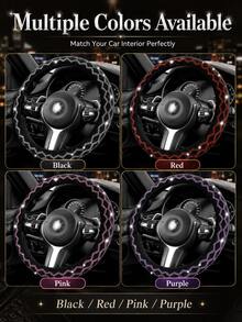 Bling Rhinestone Steering Wheel Cover - Elastic No Inner Ring Design With Plush Lining, Anti-Slip & Universal Fit For Cars, SUVs, Trucks - Fashionable Car Interior Accessory - A - View 8