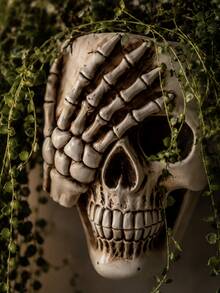 Gothic Skeleton Wall Hanging Planter, Skeleton Hanging Planter, Dark Academia Style Plant Stand, Eerie Wall Hanging Garden Decor, Halloween Gothic Home Decor - A - View 7