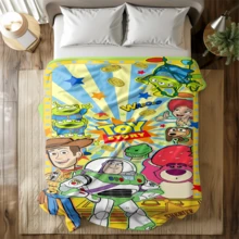 1PC Woody, Buzz Lightyear, Toy Story, Disney All-Star Theme Flannel Printed Blanket, Air Conditioner Cover Blanket - 100% Polyester Knitted Quilted Blanket, Digital Print - Comfortable Bedding Suitable For All Seasons, Perfect For Napping, Camping, Travel - Ideal Gift For Friends And Family, Comfortable Flannel Blanket - Multiple Sizes Available, Ultra Soft, Suitable For Sofa/Bed, Essential For All Seasons, Perfect For Daily Rest On The Sofa - Multicolor - View 3