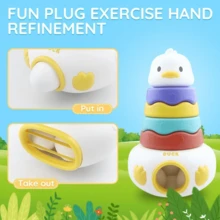 Duck Stacking Cups & Egg Matching Toy - 0-3 Years Early Education Educational Toy, Fine Motor Skills Training Stacking Fun, 6 Colorful Shape Matching Eggs, Rainbow Ring Tower, Hand-Eye Coordination, Toddler Learning Puzzle Gift - Multicolor - View 5