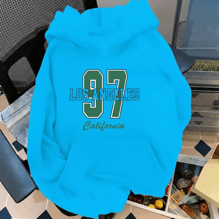 Sudadera trendy con Capucha moderna y adaptable a cualquier temporada . - Celeste - Ver 1
