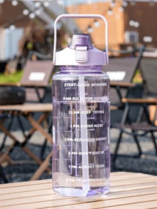 1pc 750/2000ml Large Capacity Black PC Water Bottle, Portable Sports Fitness Straw Cup, Suitable For Home And Outdoor Travel - Multicolor - View 7