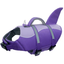 Shark Dog Life Jacket, High Buoyancy Swimming Pet Vest With Handle, Suitable For Small And Medium Dogs - Purple - View 4