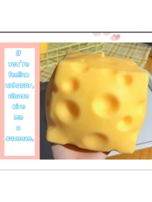 10cm Extra Large Moist Slow Rebound Soft Squeezable Square Cheese Stress Toy, Soft And Moist Touch, Fragrant Cheese Scent, Suitable For Adults Home And Leisure Entertainment, Great Gift For Holiday Parties And Birthdays - Multicolor - View 2