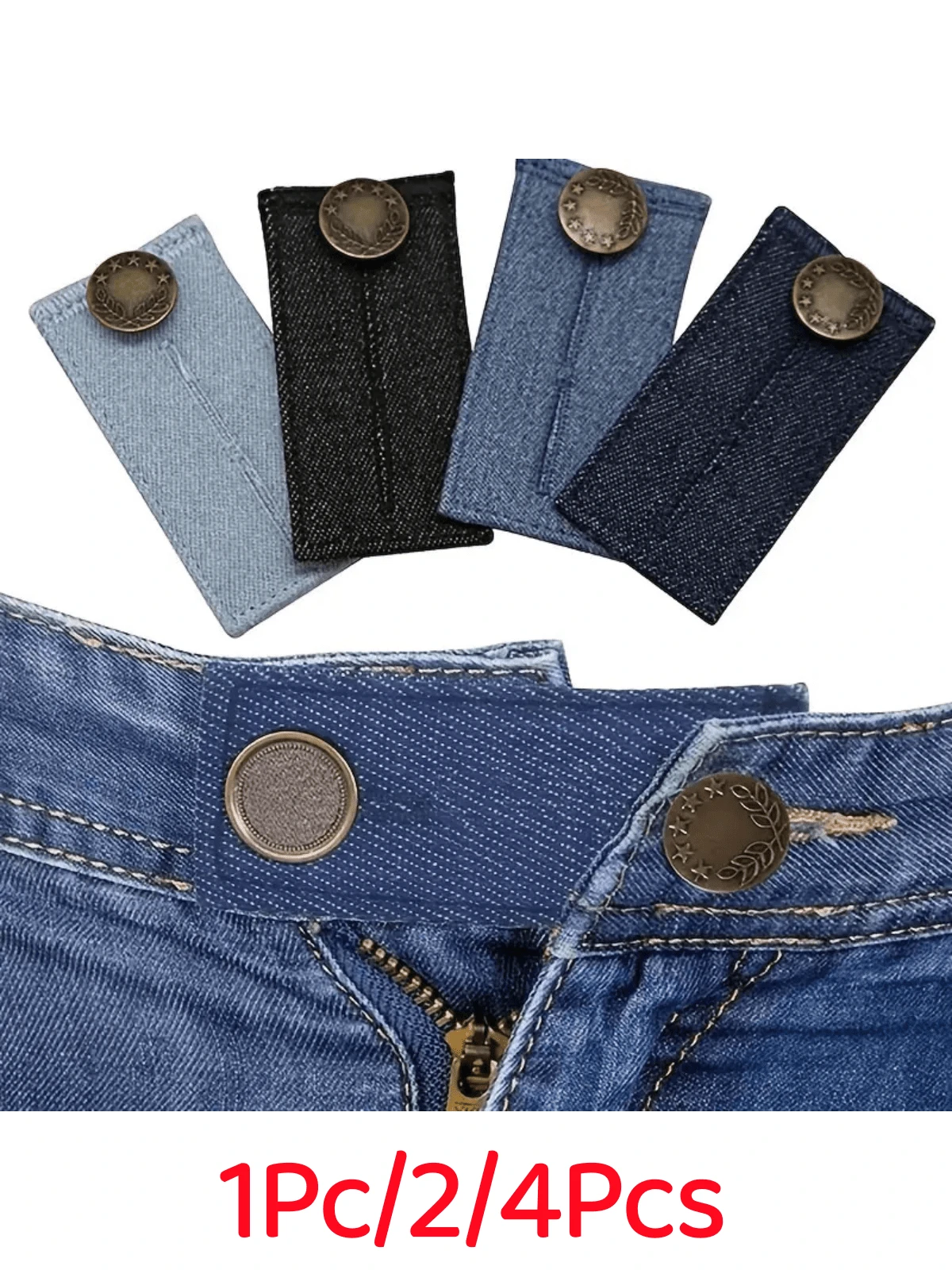 1Pc/2/4Pcs Expand Button For Pants, Waist Extender For Jeans, Trouser Hook With Long Buckle, Elastic Adjustment Waist Button, Belt Extension Buckle, Quilting Supplies