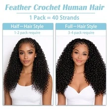 GABRIELLE Extensiones de cabello rizado birmano, hechas de cabello humano real, tejidas a crochet, 40/50/60 cm (16/20/24 pulgadas), sin nudos, pre-divididas, 1/2/3/4 piezas, 50 g, cabello tejido a crochet ultraligero, nudos invisibles milagrosos. Extensiones de cabello Remy ligeras y reutilizables con rizos en espiral para mujeres, cabello rizado birmano, mechones de cabello humano. - Natural Black - Ver 7
