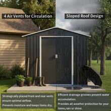 7x4.3ft Metal Garden Sheds Outdoor Storage Sheds Coal Grey With Window - Grey1 - View 5