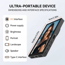 Magnetic Vlog Selfie Monitor Screen Compatible With Iphone 7-17, 1080P Wireless Screen Mirroring, 33ft Range With Remote Control, 180° Rotatable, Rechargeable Dual Power Battery/USB, Phone Accessory For Vlog Live Streaming, Content Creator Travel Gift, Black/White Optional, Selfie, Photography, Tripod - Built-in Speakers - View 7