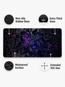 Extra Large Gaming Desk Mat And Mouse Pad - Neon Purple & Black Futuristic Design, Non-Slip Rubber Base, Smooth Surface, Suitable For Computer, Office, Gaming Environment - Ideal Gift For Gamers, Christmas, Halloween Gift - Suitable For Mouse And Trackball, Electronics > Computer & Office Supplies > Mouse Pads & Wrist Rests > Mouse Pads - Fission a - View 5