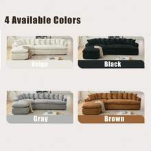 [NEW ARRIVED] [VIDEO PROVIDED] 127'' Large Sectional Sofa Elegant Curved Design High-Resilience Foam Ten Back Cushions L-Shape Left Sofa No Assembly Required Black -Soft Corduroy Fabric - Black + Polyester + Upholstered + Foam + 4 Seat1 - View 2