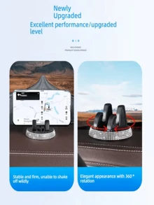 Car Phone Holder, 360 Degree Dashboard Mount, Rhinestone Design, Supports Vertical And Horizontal Modes, Easy Installation And Convenient Use. Suitable For Car Interior And Home/Office Use. Multiple Styles Available. Perfect As A Gift. - A - View 5