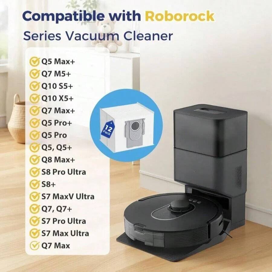 SMEGGEMS Disposable Vacuum Dust Bags For Robot Vacuum Cleaner, Easy Installation, Large Capacity, Compatible With S8+, S8 Pro Ultra, Q7 Max+/Max, Q5 Max+, S7 Pro Ultra, Q5, Q5+, Q7, S7 MaxV Ultra And More Robot Vacuum Models, 3.5L - Universal Fit - View 1