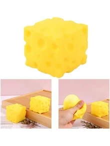 10cm Extra Large Moist Slow Rebound Soft Squeezable Square Cheese Stress Toy, Soft And Moist Touch, Fragrant Cheese Scent, Suitable For Adults Home And Leisure Entertainment, Great Gift For Holiday Parties And Birthdays - Multicolor - View 5