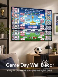 2026 Oversized Schedule Poster, 48 Teams Football Jerseys & National Flags String Banner, Tournament Schedule Football Match Wall Chart Suitable For Home Office Bar Football Club Decoration, Gift For Men - Multicolor - View 3