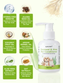 GJYC PET Dog Conditioner For Dry Itchy Skin – Oatmeal & Aloe With Argan, Coconut & Jojoba Oils, Detangles, Softens & Shines, Sulfate-Free – For Puppies & Cats - View 4